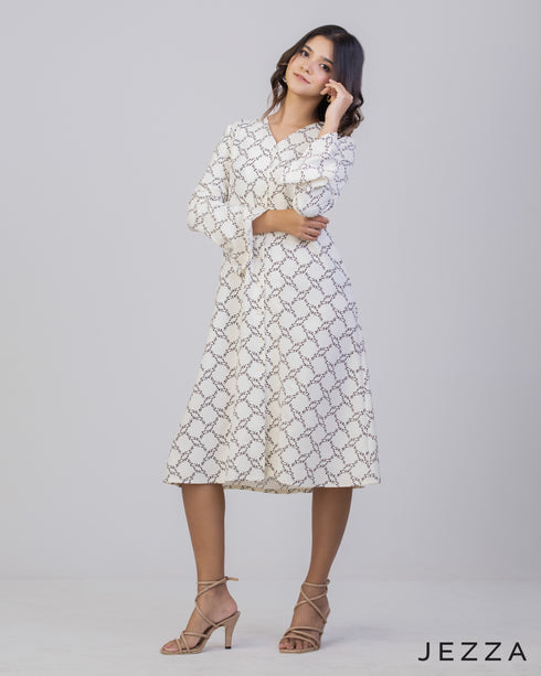 Versa Charm: Button-Down Polycotton Dress-Top 67571